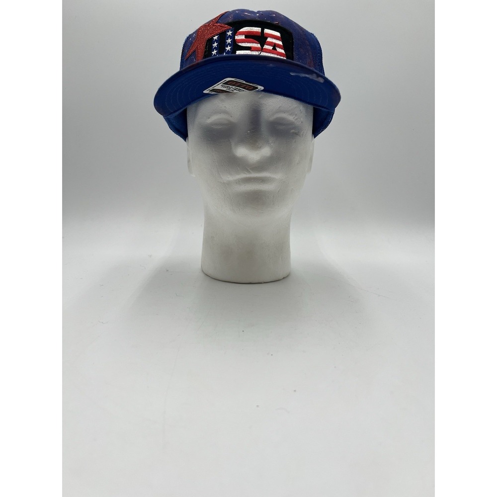 USA American‎ Flag Paint Splatter Trucker Hat Otto Snapback Blue Patriotic Cap